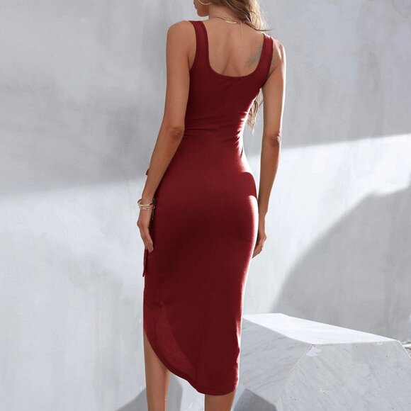 Women's Square Neck Sleeveless Dress - Picture 4 of 5